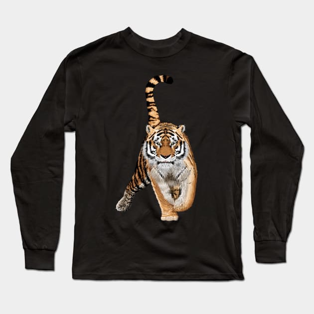 Sketch of walks bengal tiger.Animal print.Wildlife. Long Sleeve T-Shirt by ilhnklv